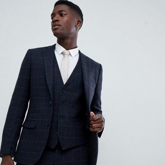 French Connection Tweed/Wool/Plaid Vest- Navy- S,M - Picture 3 of 6